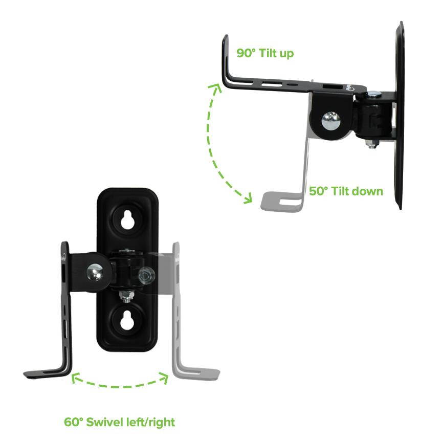 NavePoint SONOS PLAY:1 Speaker Wall Mount Bracket Tilt and Swivel Adjustable Black 5 Pack