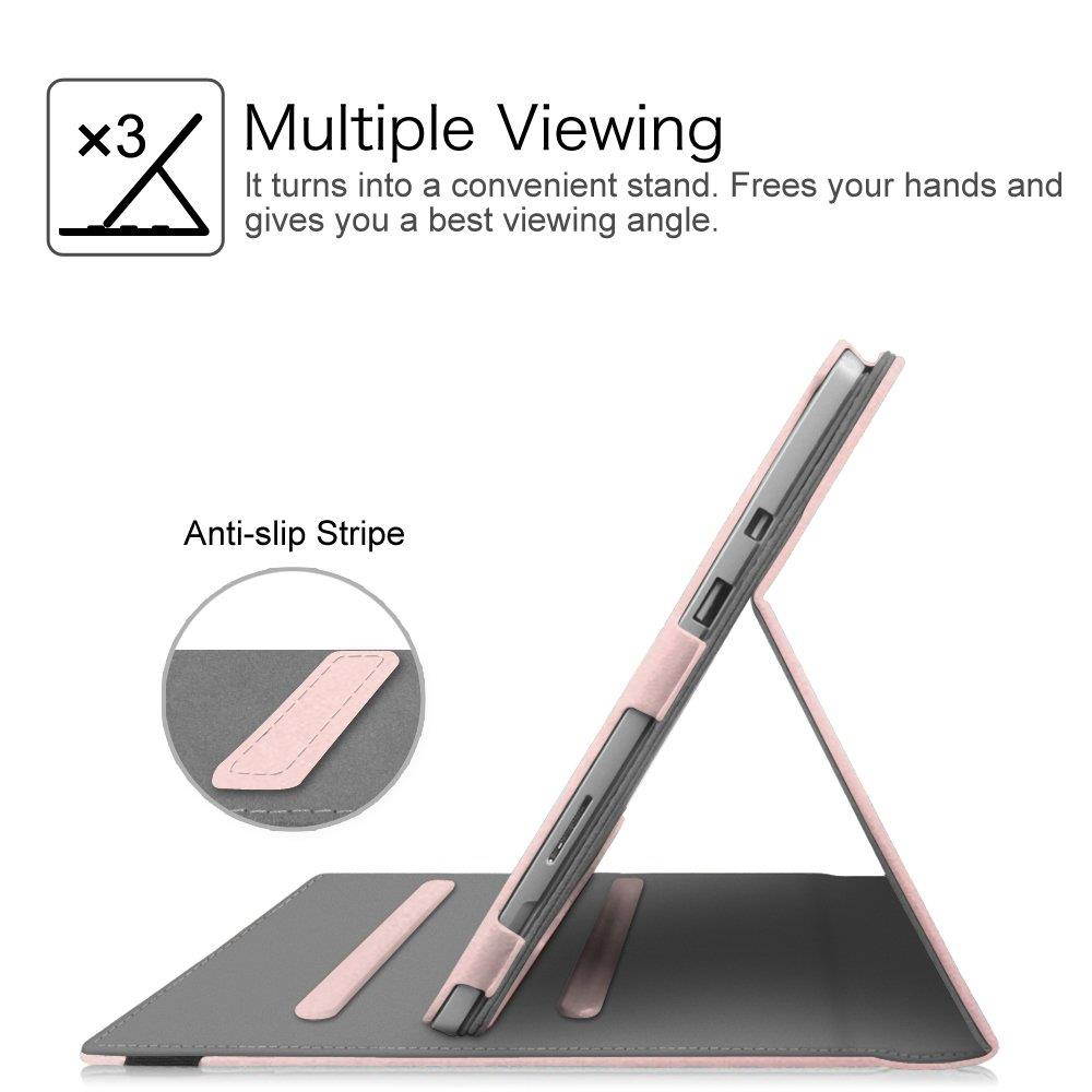 Fintie Case for Surface Pro 6, Multi-Angle Viewing Folio Stand Cover w/Card Pocket for Microsoft Surface Pro 6 / Surface Pro (5th Gen) / Pro 4 3, Compatible with Type Cover Keyboard (Rose Gold)
