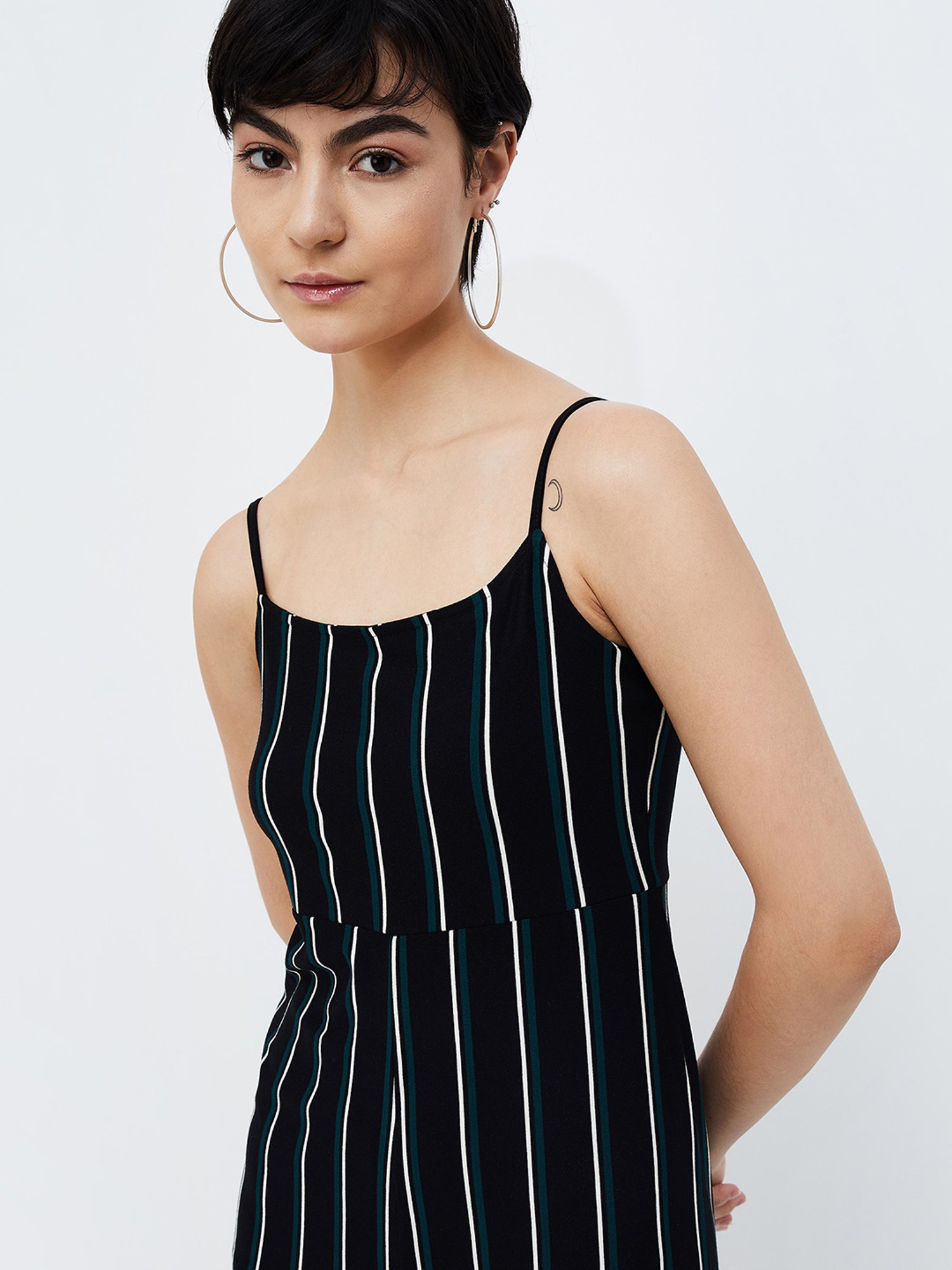 Ginger by Lifestyle Black Striped Jumpsuit