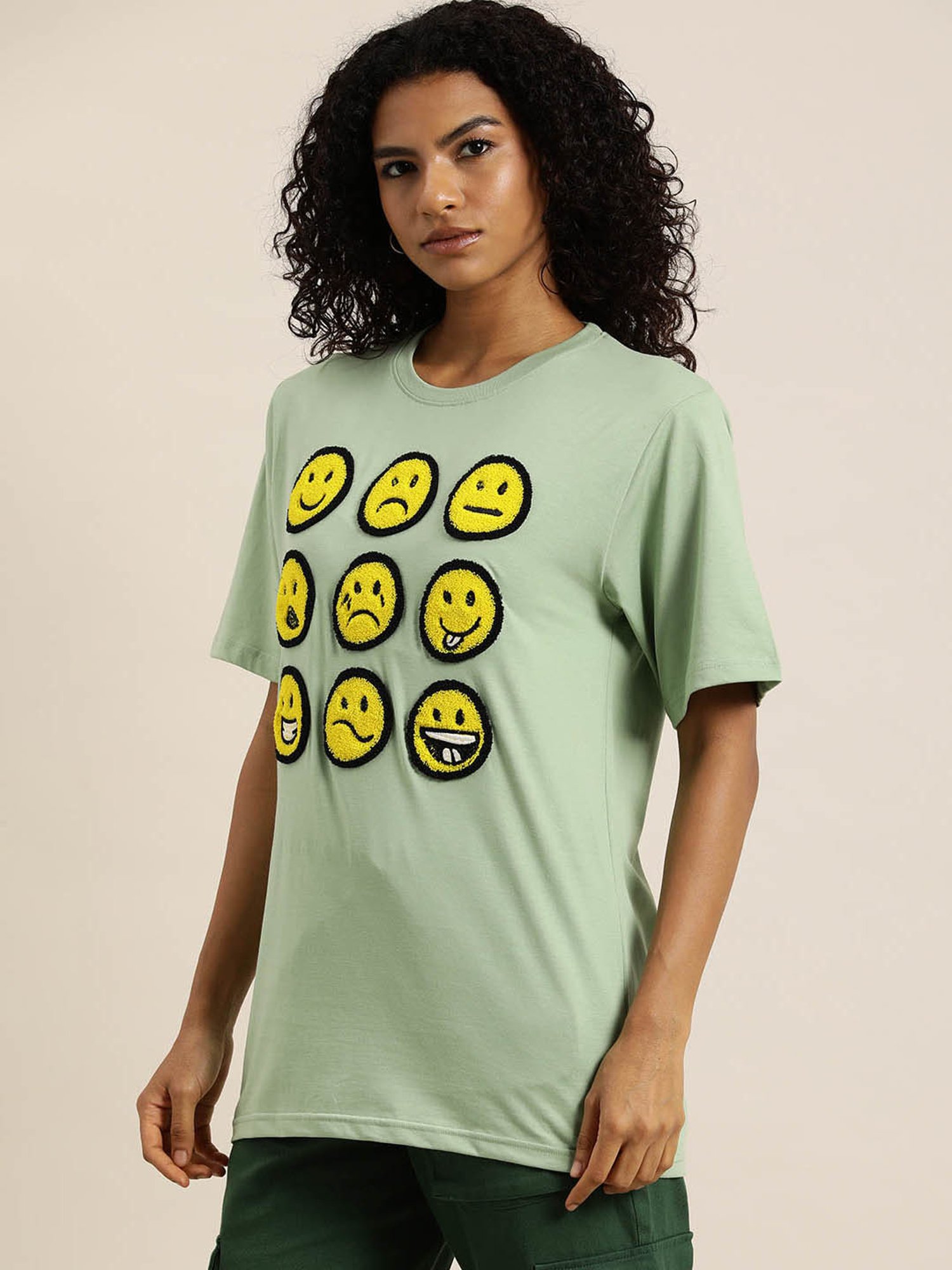 Dillinger Green Graphic Cotton Oversized T-Shirt
