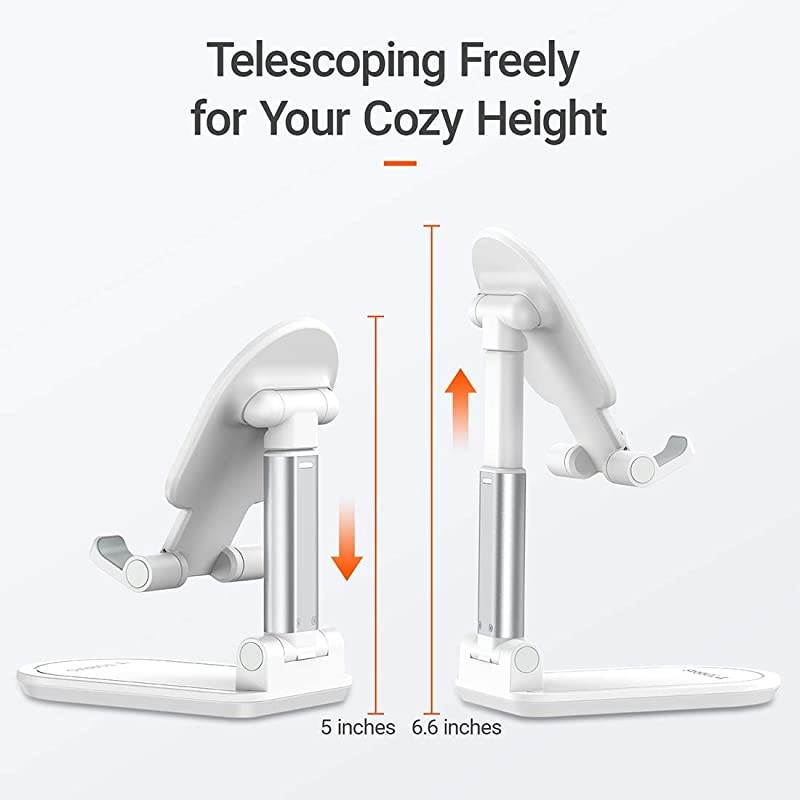 Foldable Cell Phone Stand for Desk [Ultra-Portable], Adjustable Phone Holder for Office/Home, Phone Dock Compatible for iPhone 12 11 Pro Max Xr X, Samsung Galaxy S20+Ultra Note 10, iPad Mini