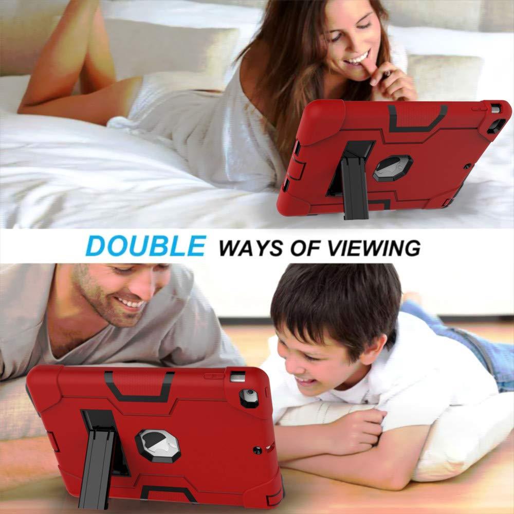 Shockproof Silicone & PC Hybrid Heavy Duty Bumper Case Cover [Screen Protector Bonus] for iPad 2 3 4 (A1460 A1459 A1458 A1416 A1430 A1403 A1395 A1397 A1396) - Black/Red