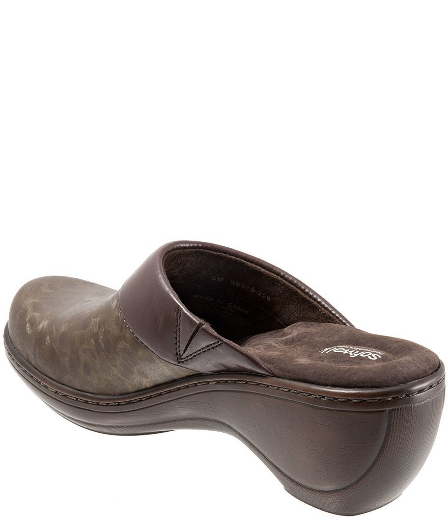 SoftWalk Murietta Leather Marble Print Clogs