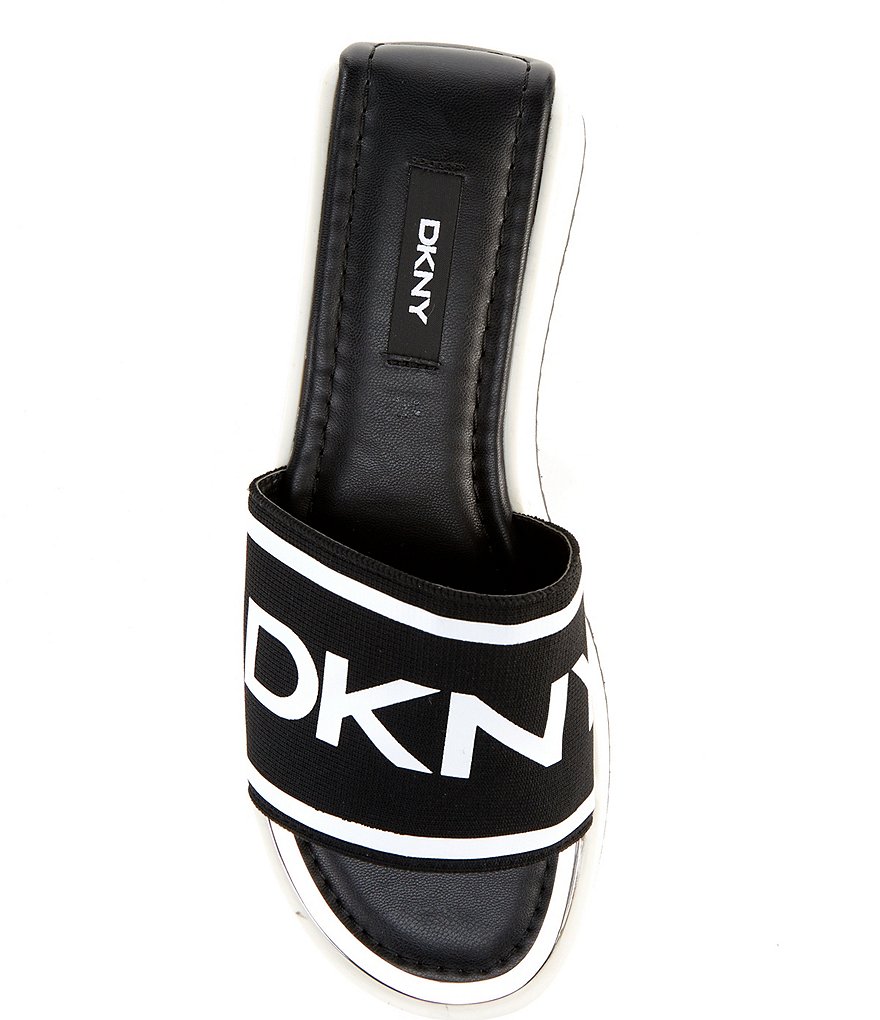 DKNY Mandy Logo Sport Fabric Platform Wedge Slides
