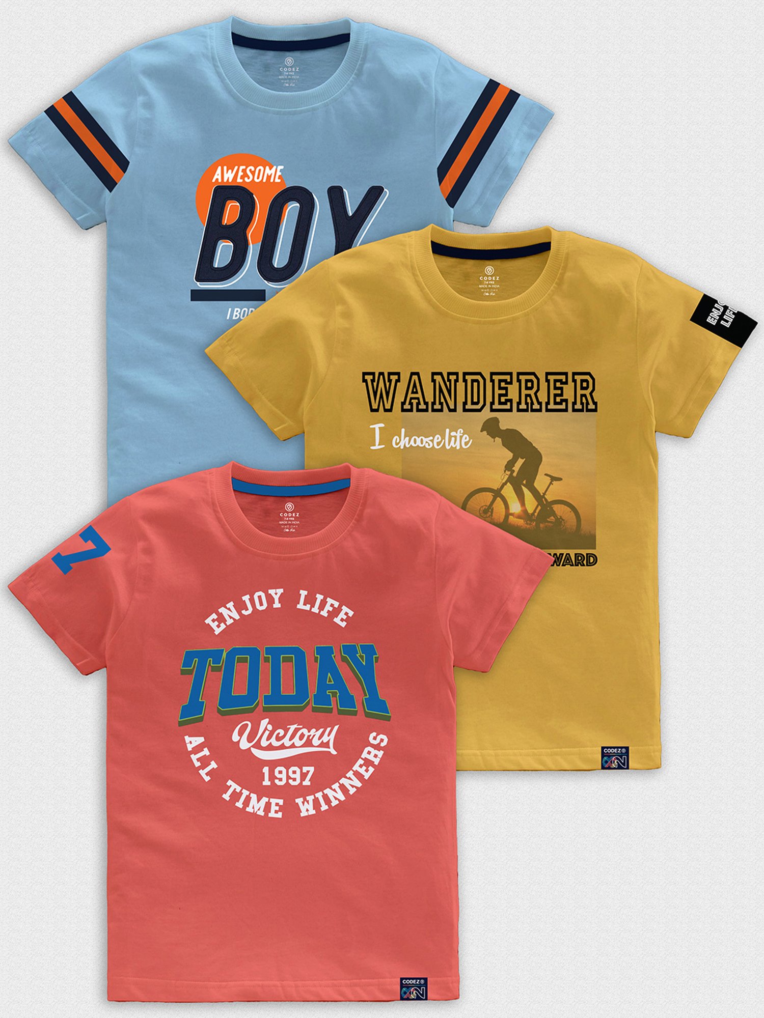 Codez Boys Multicolor Printed T-Shirt (Pack Of 3)