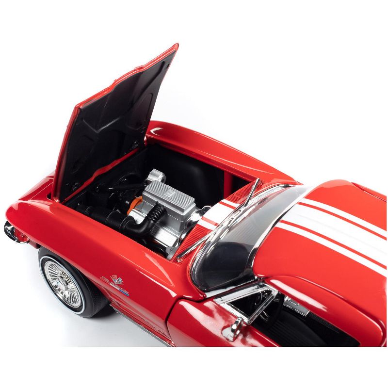 1963 Chevrolet Corvette Stingray Z06 Red w/White Stripes "American Muscle 30th Anniversary" 1/18 Diecast Model Car by Autoworld