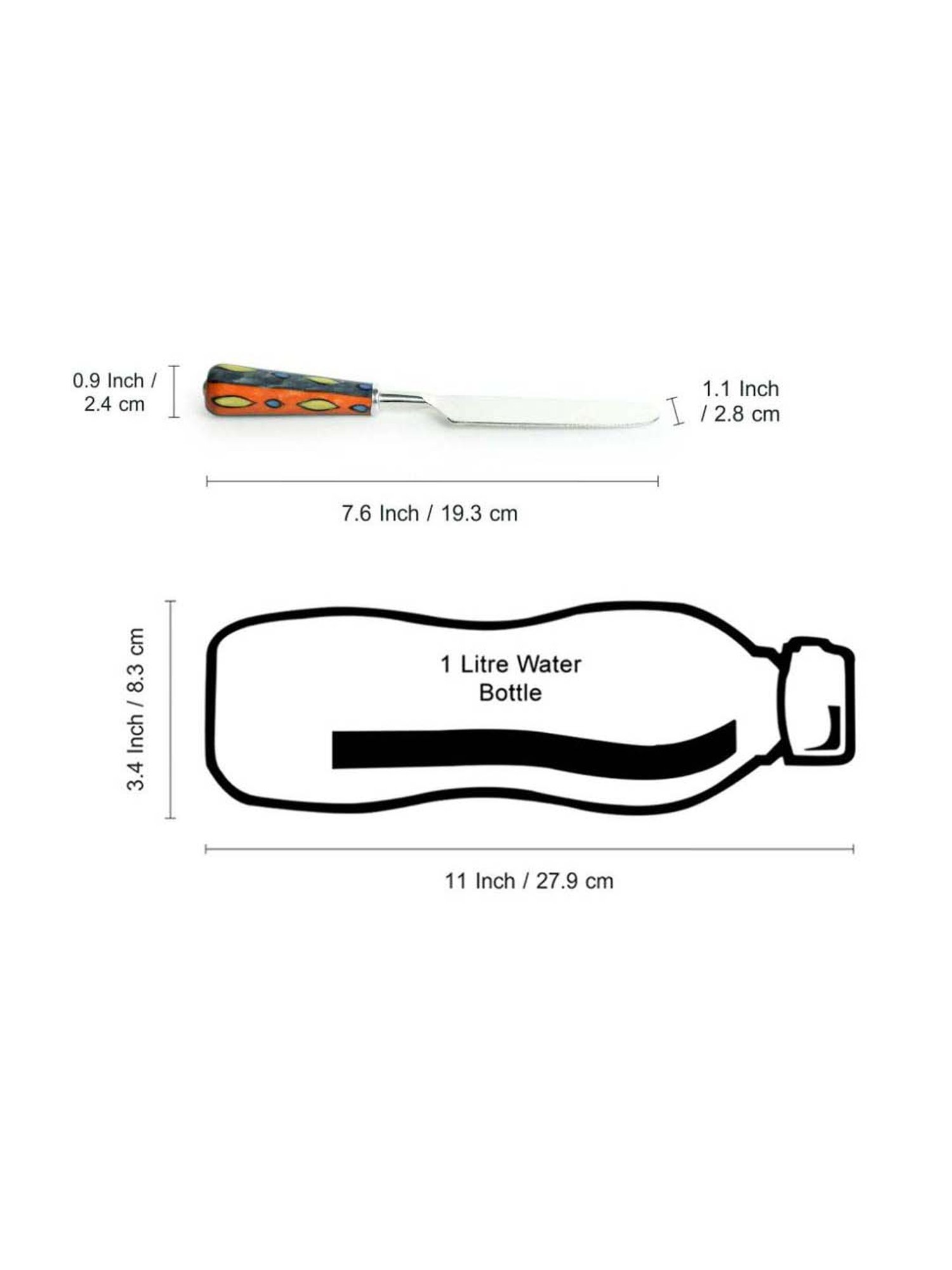 ExclusiveLane 'The Mughal Aakar' Hand-Painted Table Knives In Stainless Steel & Ceramic (Set of 6)