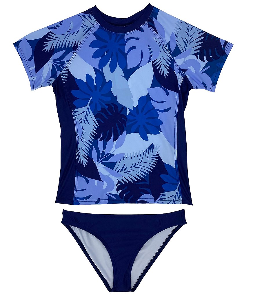 Splendid Big Girls 7-16 Tonal Tropical Rashguard Two-Piece Swimsuit