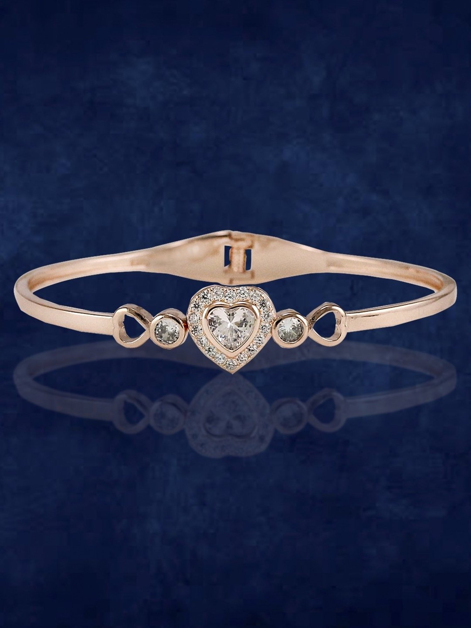 Taraash 92.5 Sterling Silver Double Heart Bracelet for Women