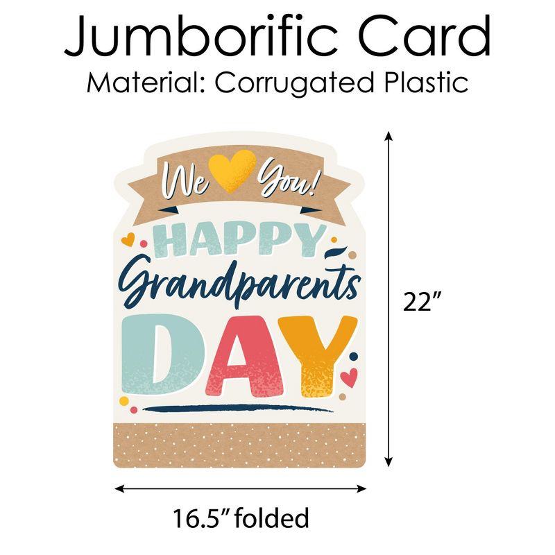 Big Dot of Happiness Happy Grandparents Day - Grandma & Grandpa Giant Greeting Card - Big Shaped Jumborific Card - 16.5 x 22 inches