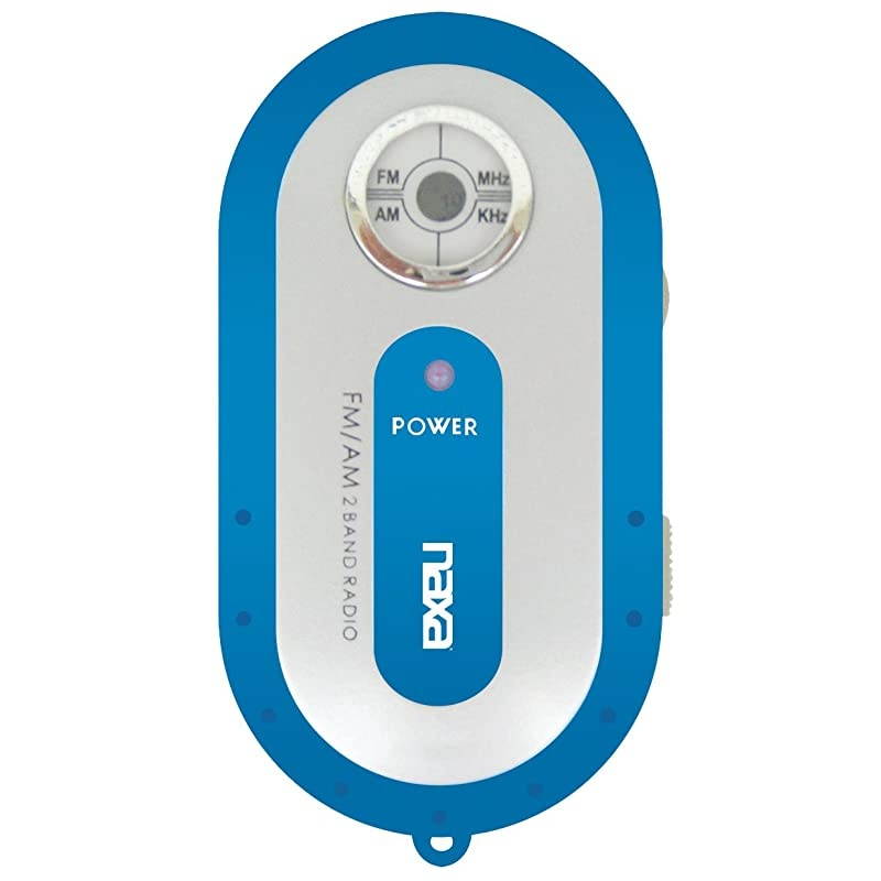 NR720 Portable AMFM Mini Pocket Radio Rotary Tuning Dial 35mm Headphone Jack Blue