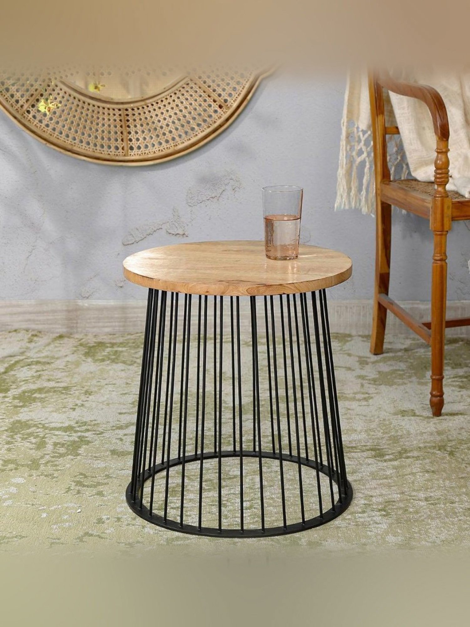 Ikiriya Avina Solid Dark Brown Wood End Table