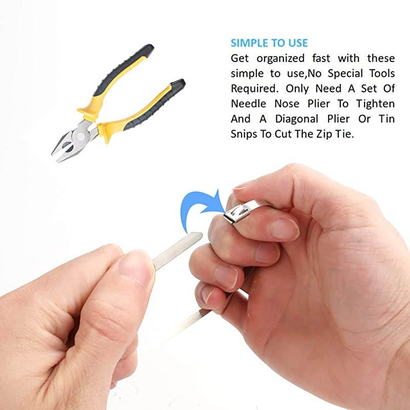 118 Inch Metal Cable Zip Ties 304 Stainless Steel Multipurpose Heavy Duty Selflocking Cable TiesSuitable for Exhaust Wrapping Fence Outdoor and Canopy Etc