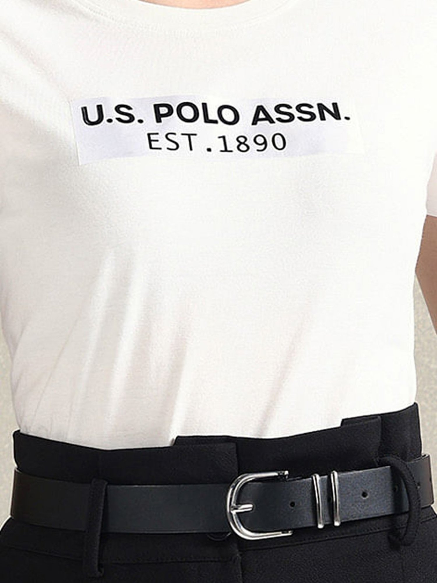 U.S. Polo Assn. White Cotton Graphic Print T-Shirt