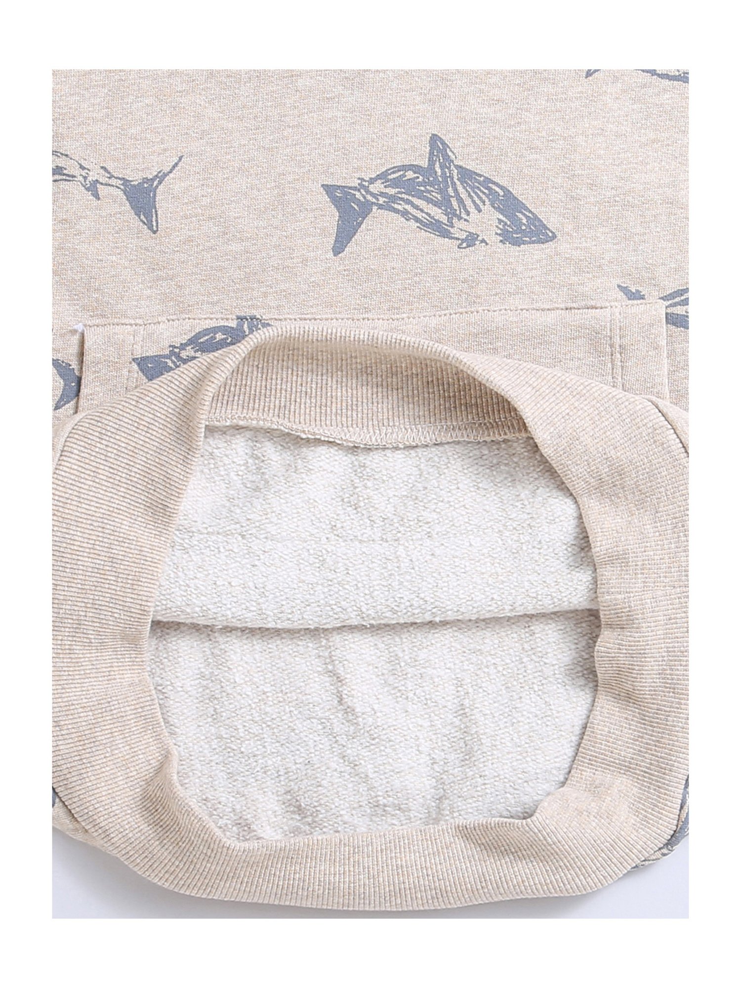 Nino Bambino Kids Beige & Grey Printed Full Sleeves Hoodie