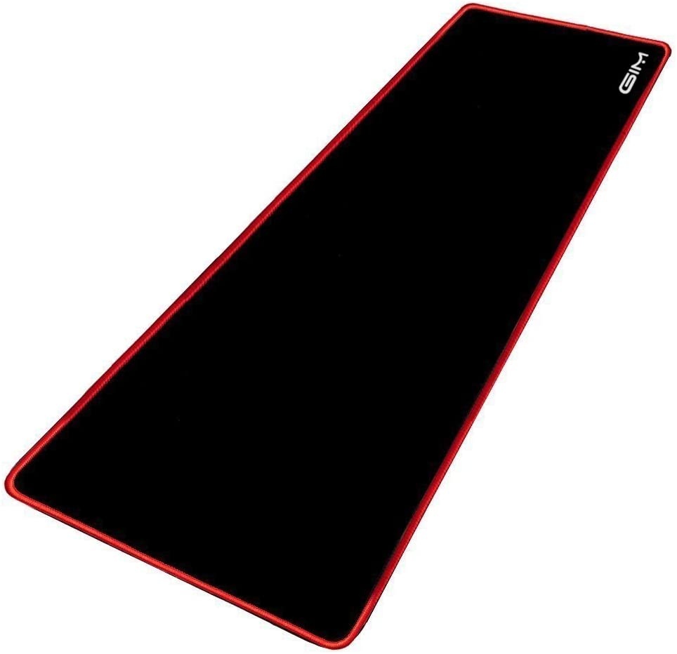 Extended Gaming Mouse Pad, GIM Mouse Pad Large Size 3mm Thick Waterproof Mouse Mat Gaming Wide Long Functional Non-Slip Rubber Base and Black Edge (30.7 x 11.8 x 0.12 inches)-Red Edge