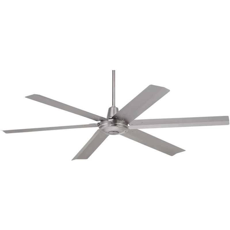 60" Casa Vieja Modern Industrial Outdoor Ceiling Fan with Remote Brushed Steel Damp Rated for Patio Porch