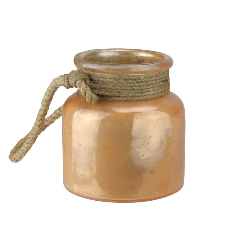 Kaemingk 6.25" Rope Handled Glass Hurricane - Brown