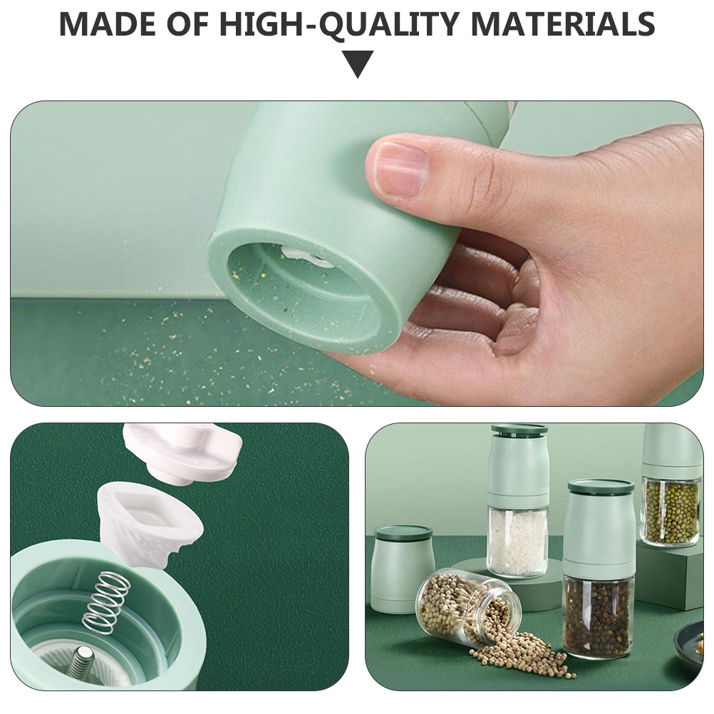 1 Pc Spice Grinder Kitchen Glass Spice Bottle Pepper Grinder (Light Green)