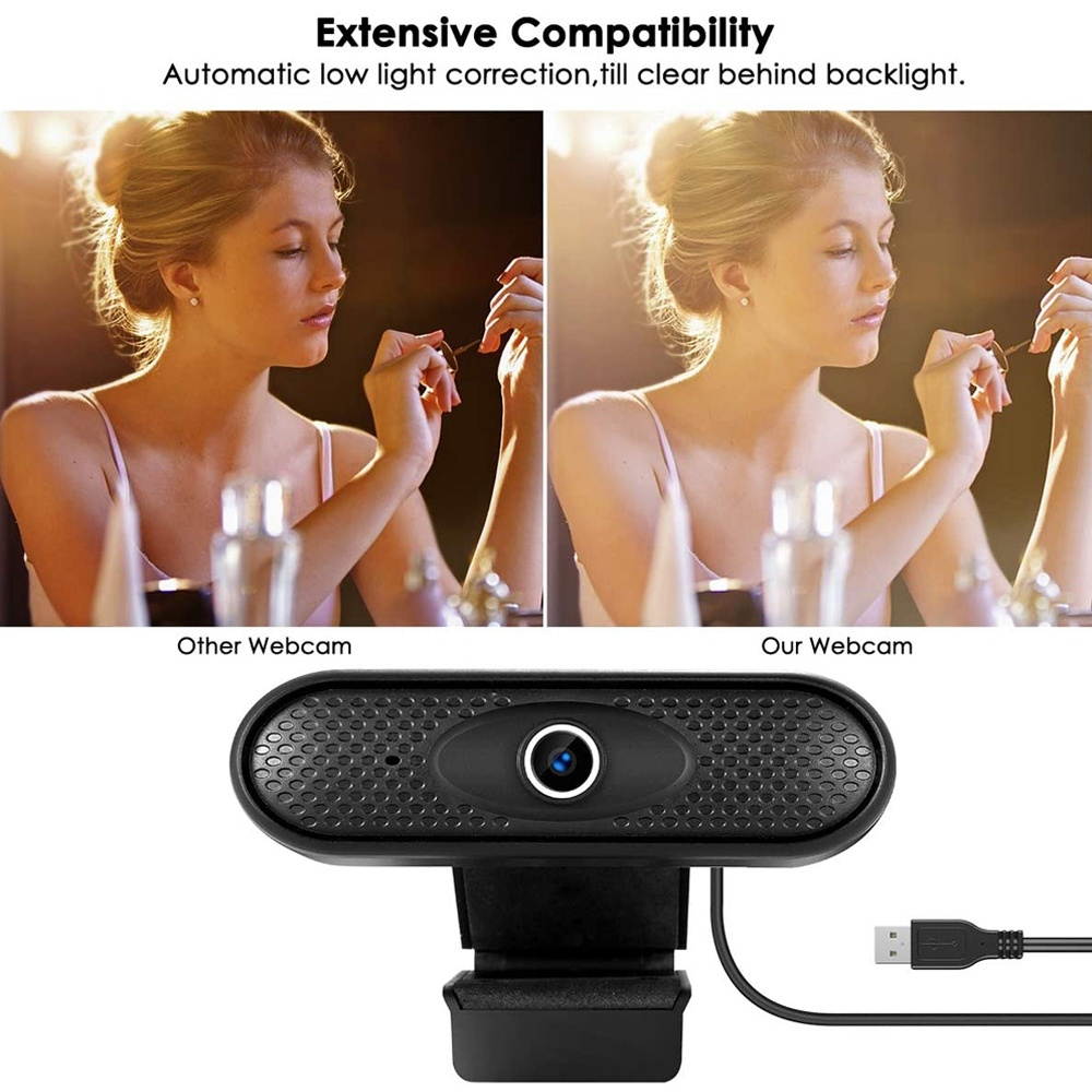 Full HD 1080P Web Camera Computer USB Driver-Free Webcam with Noise-Cancelling Mic for Teleconferencing Live Streaming