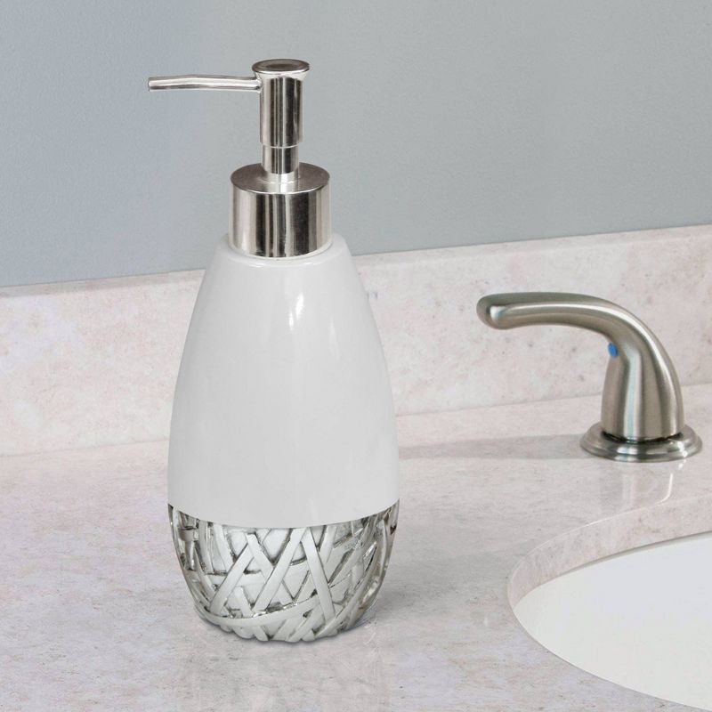 9pc Bali Resin Bath Accessory Set for Vanity Counter Tops White - Nu Steel