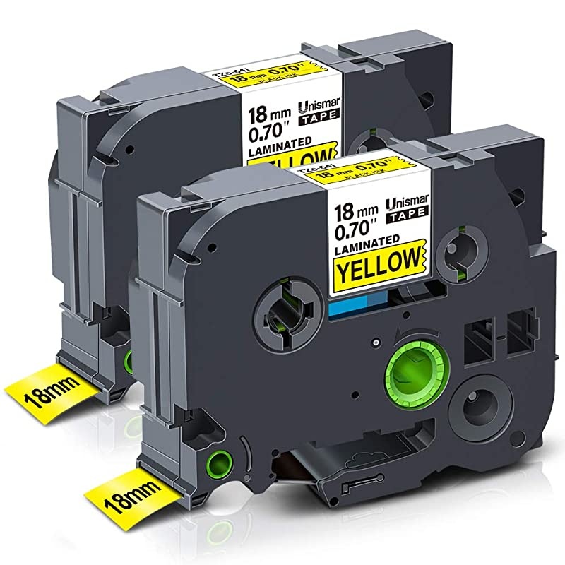 Compatible Label Tape Replacement for Brother TZe-641 TZ641 TZe641 for PTD400AD PTD400VP PT-D600 PTD600VP PT-P700 PT-P900W PT-2730 Label Maker, 3/4 in x 26.2 ft, Black on Yellow, 2-Pack