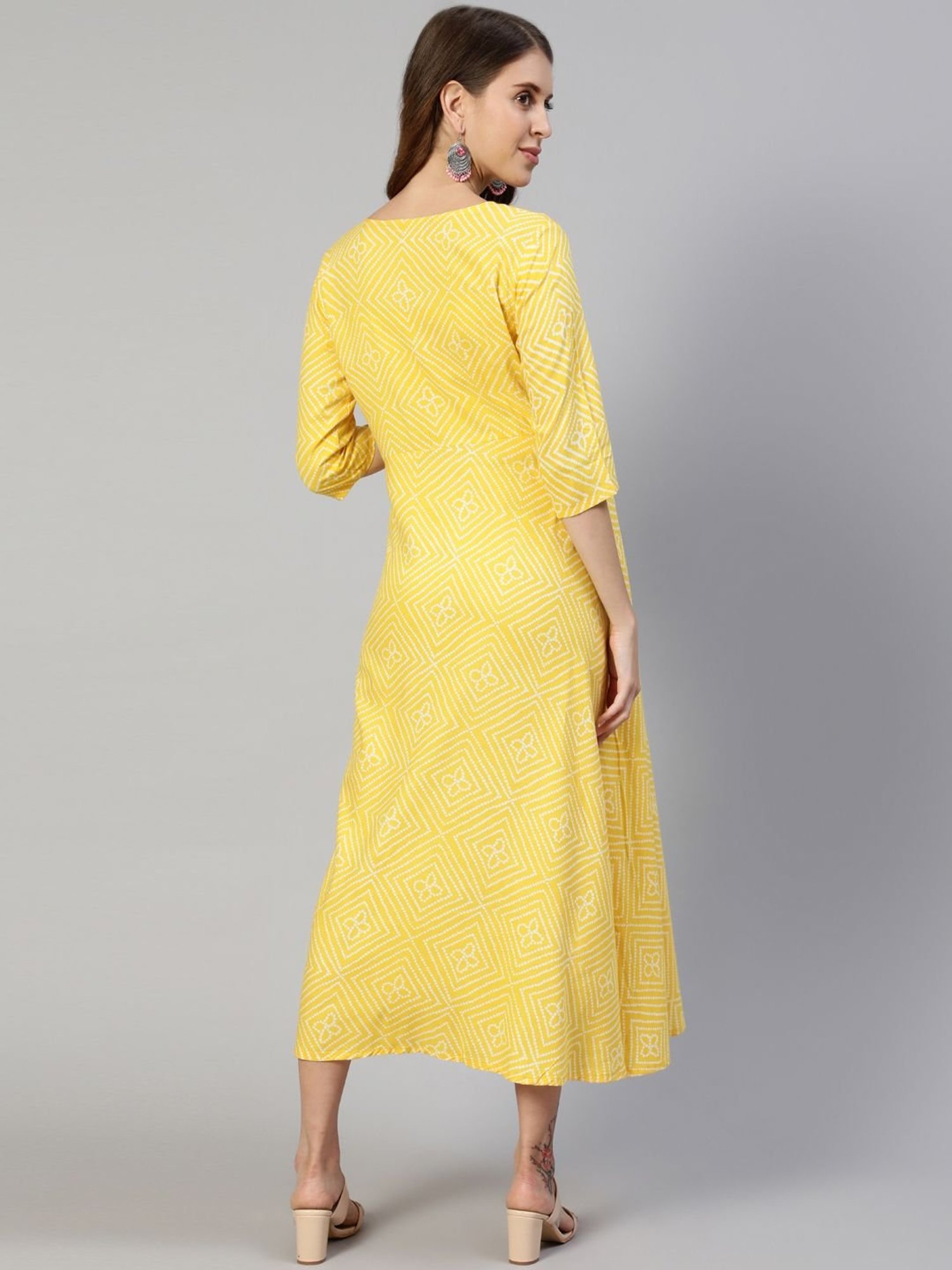 Anubhutee Yellow Cotton Embroidery Maternity Dress