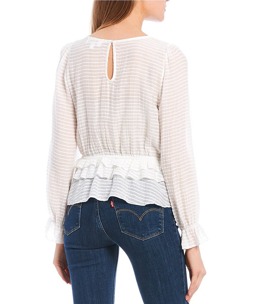 Love & Piece Long Sleeve Ruffle Peplum Top