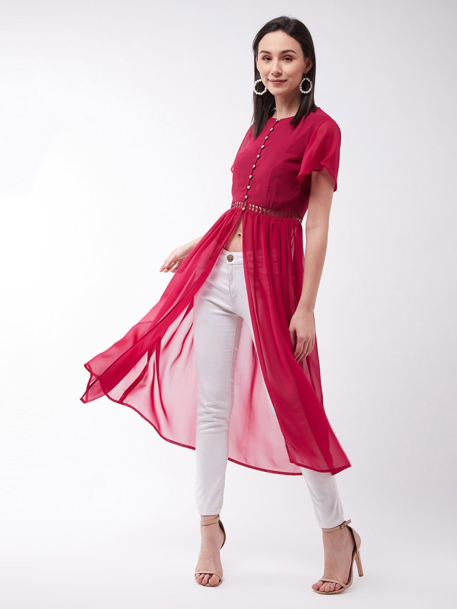 Miss Chase Red Short Sleeve Tunic