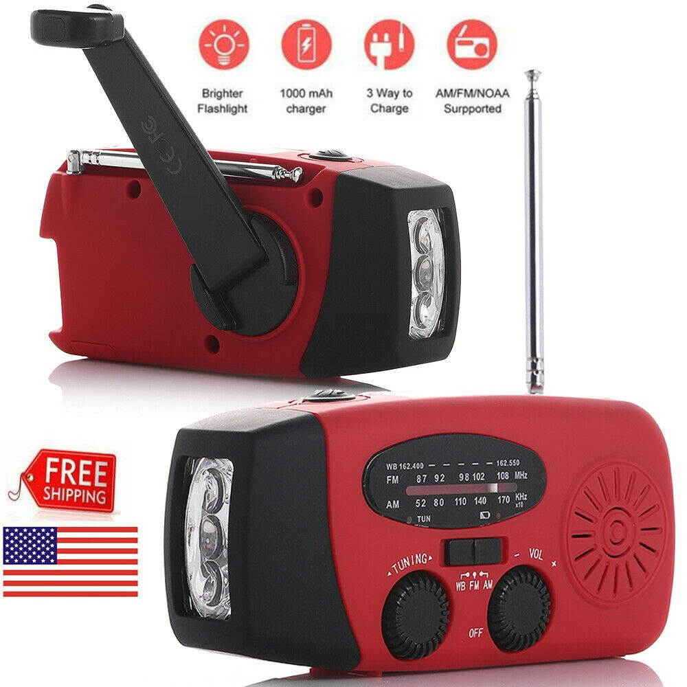 KA340 5Way Powered Rechargeable LED Camping Lantern Emergency AMFMSW NOAA Weather Alert Radio with Bluetooth Flashlight 5V USB Mobile Phone Charger MP3 Player Siren Gold