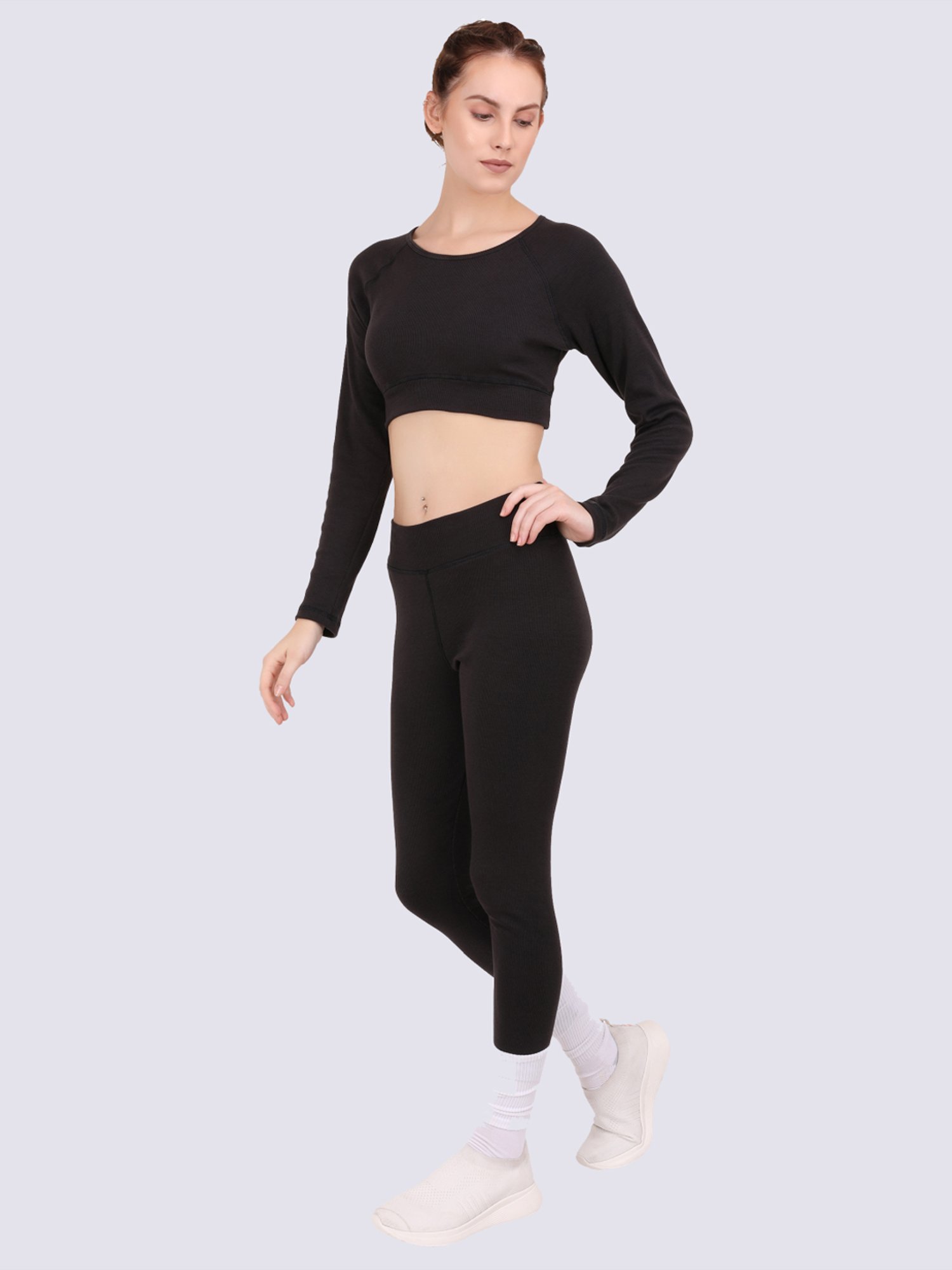 EVERDION Black Cotton Sports Top