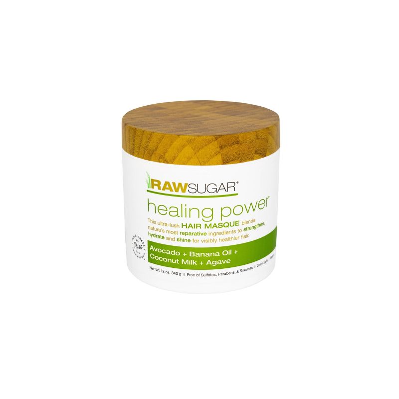Raw Sugar Healing Power Hair Masque Avocado Oil + Banana + Coconut Milk + Agave - 12oz