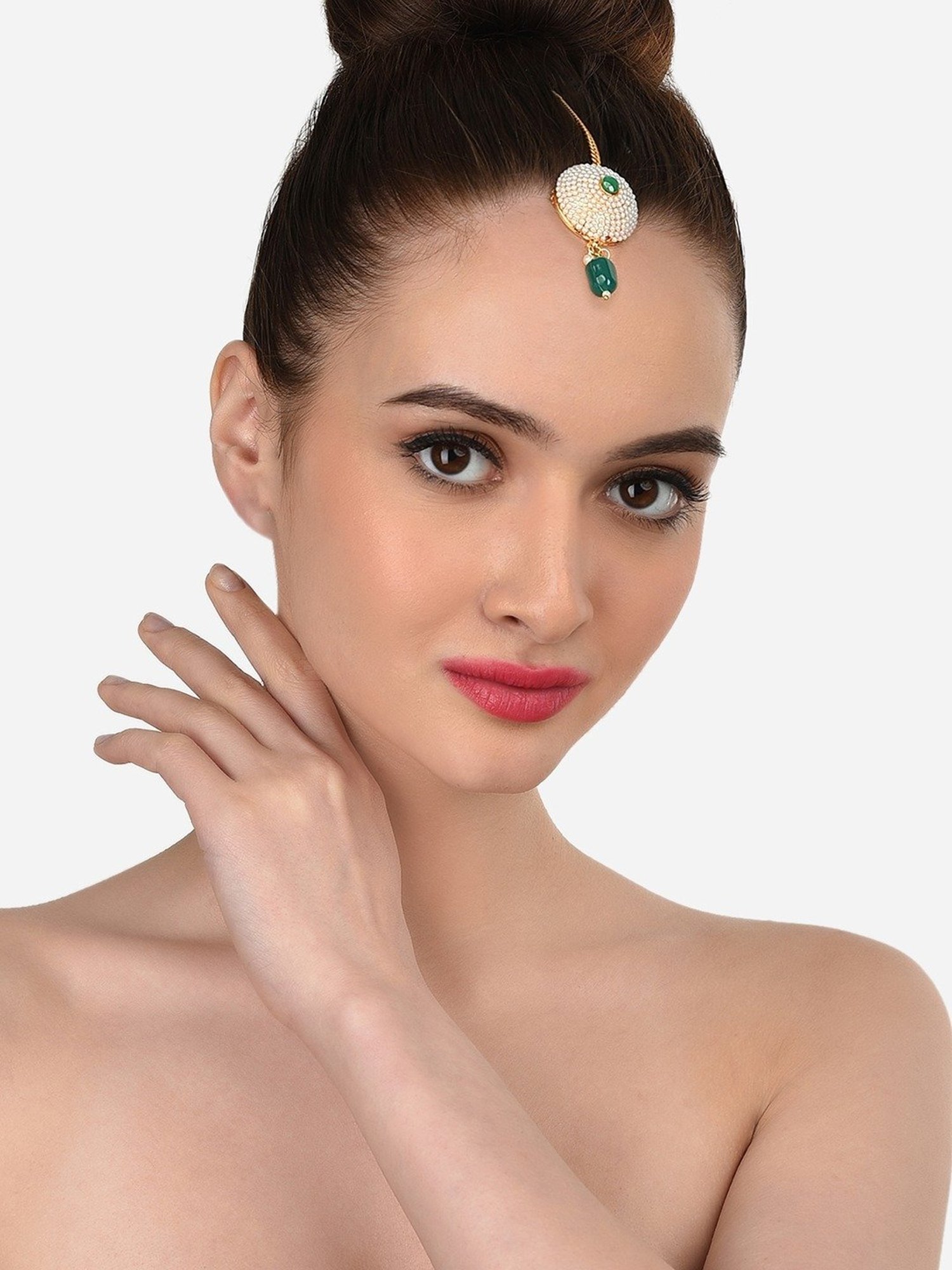 Zaveri Pearls Combo of 3 Gold Tone Kundan Maangtikka-ZPFK13074