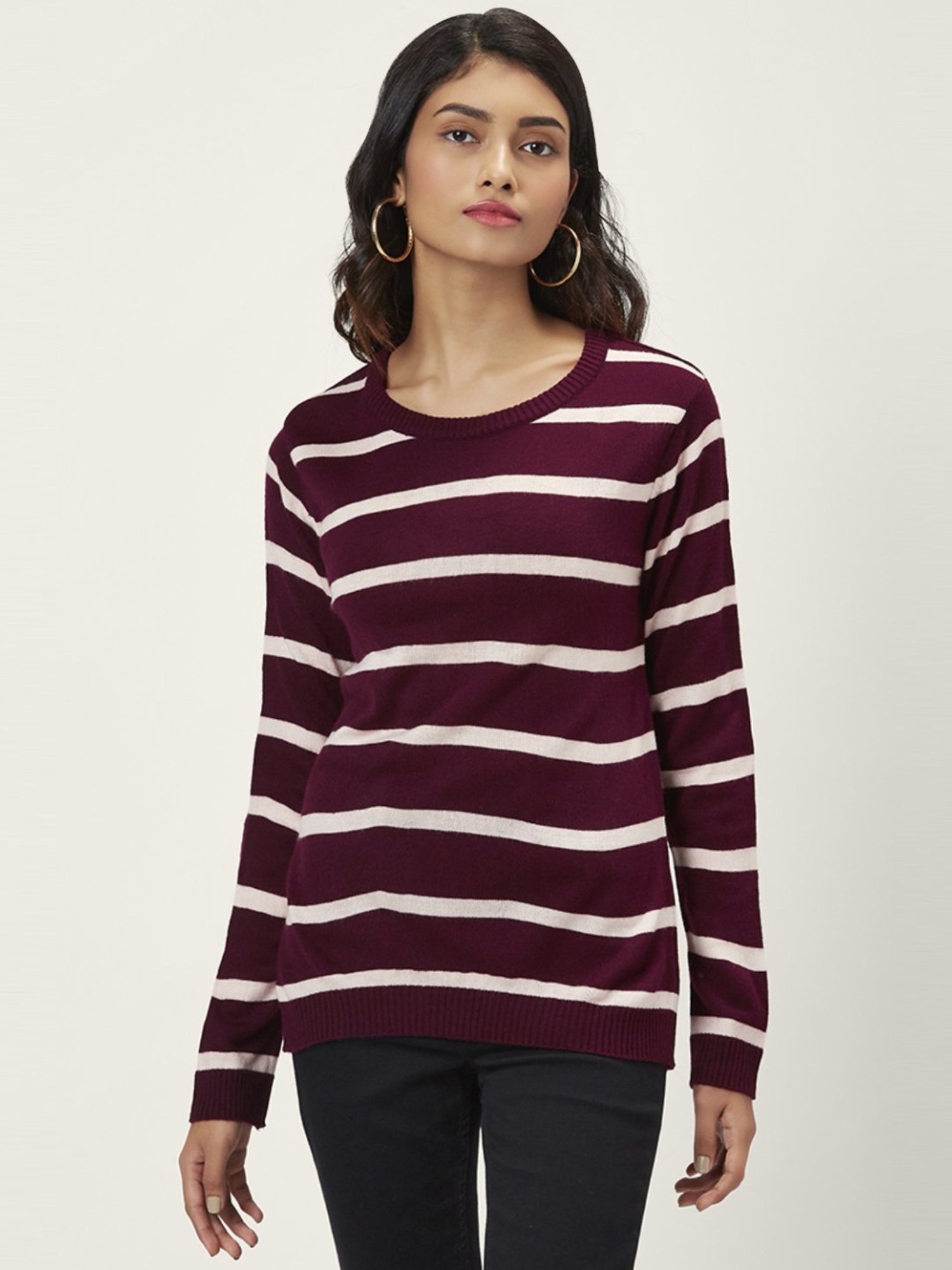 Honey by Pantaloons Maroon Striped Sweater