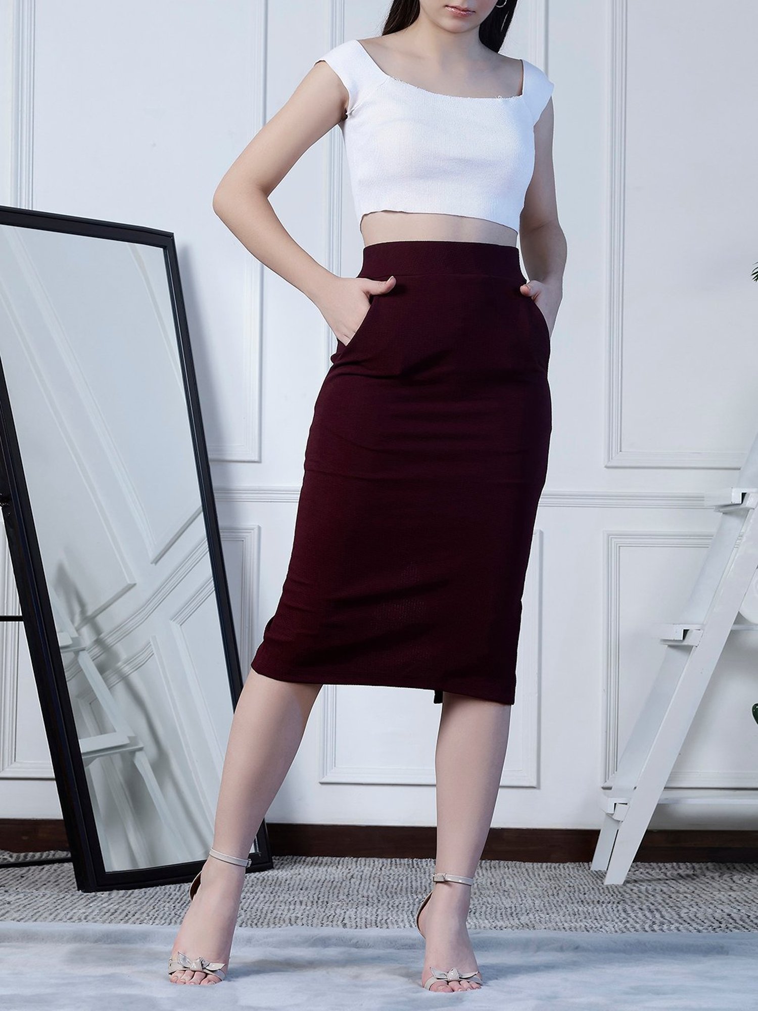 Belle Fille White Floral Print Skirt