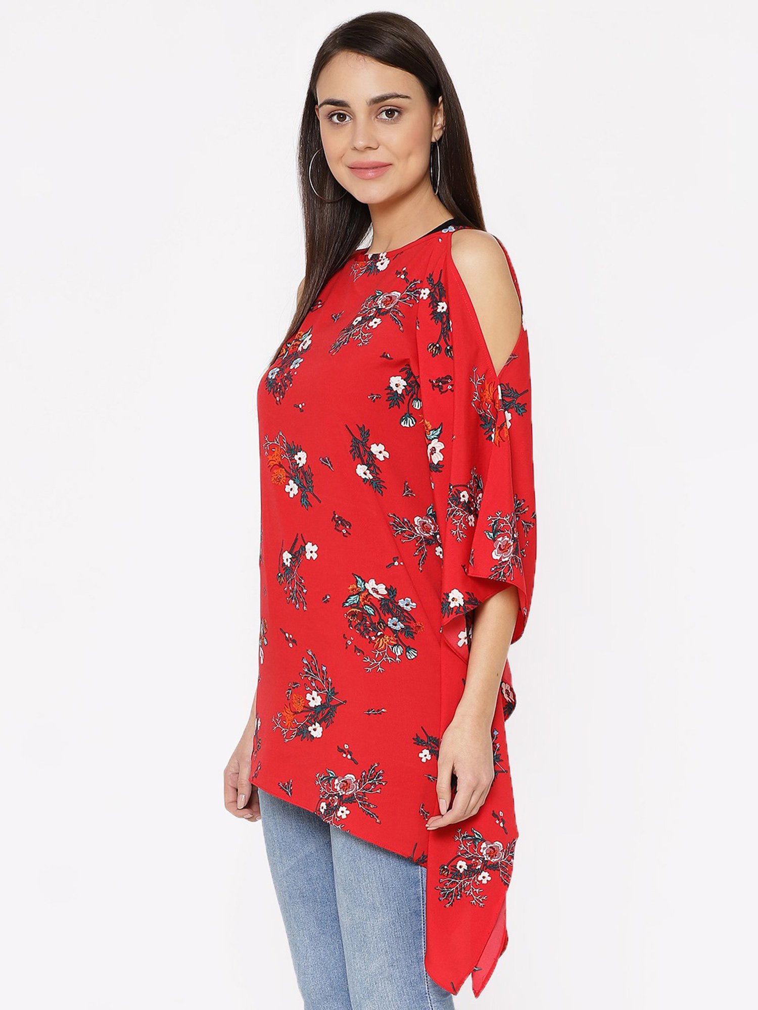 Carlton London Red Floral Print Top