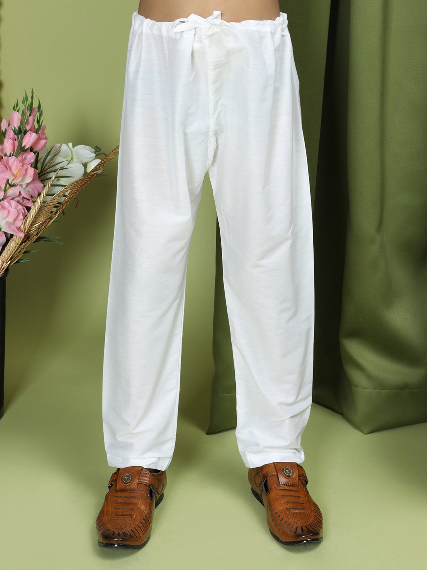 TABARD Kids White & Blue Printed Full Sleeves Kurta with Pyjamas