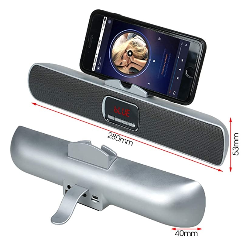 Ultra Portable Wireles Rechargeable Handsfree Bracket Bluetooth Speaker Stereo System Phone Holder Mount Stand for Android Smartphones and Tablets iPad iPhone 5S 6 6S 7 8 Plus X (Black)