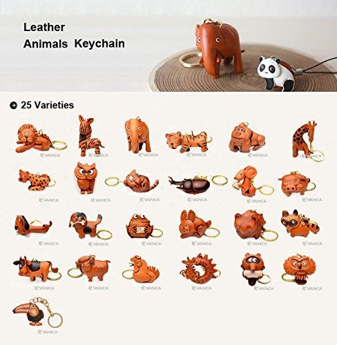 Pig Animal 3D Leather Keychain(L) VANCA CRAFT-Collectible Keyring Charm Pendant Made in Japan