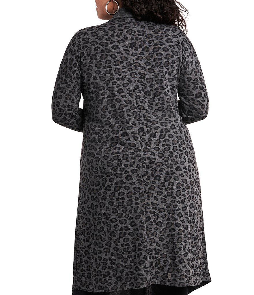 Ruby Rd. Plus Size Ombre Striped 3/4 Sleeve Button Front Long Cardigan