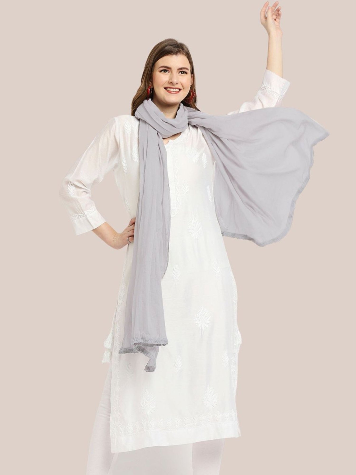 Dupatta Bazaar Grey Cotton Dupatta