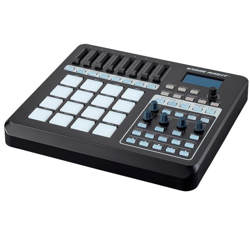 Monoprice SRP200 USB Pad Controller with 16 RGB Velocity and Pressure Sensitive Pads and 8 Assignable Sliders, 5 Assignable Knobs - Stage Right Series
