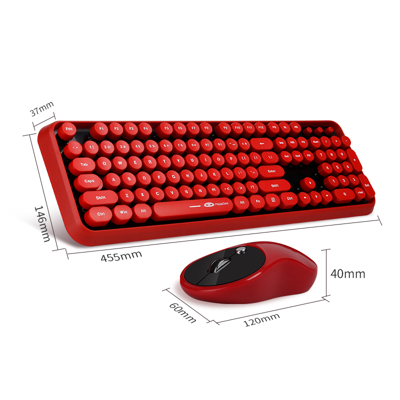 Wireless Keyboard and Mouse Combo, 2.4G Cute Round Mute Keyboard Mouse Set for Laptop, Computer, Mac (Mixed Color)