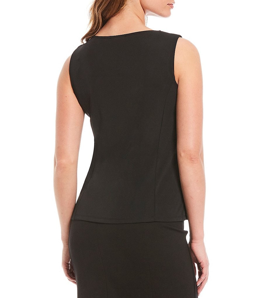 Donna Karan New York Sleeveless Front Drape V-Neck Shell