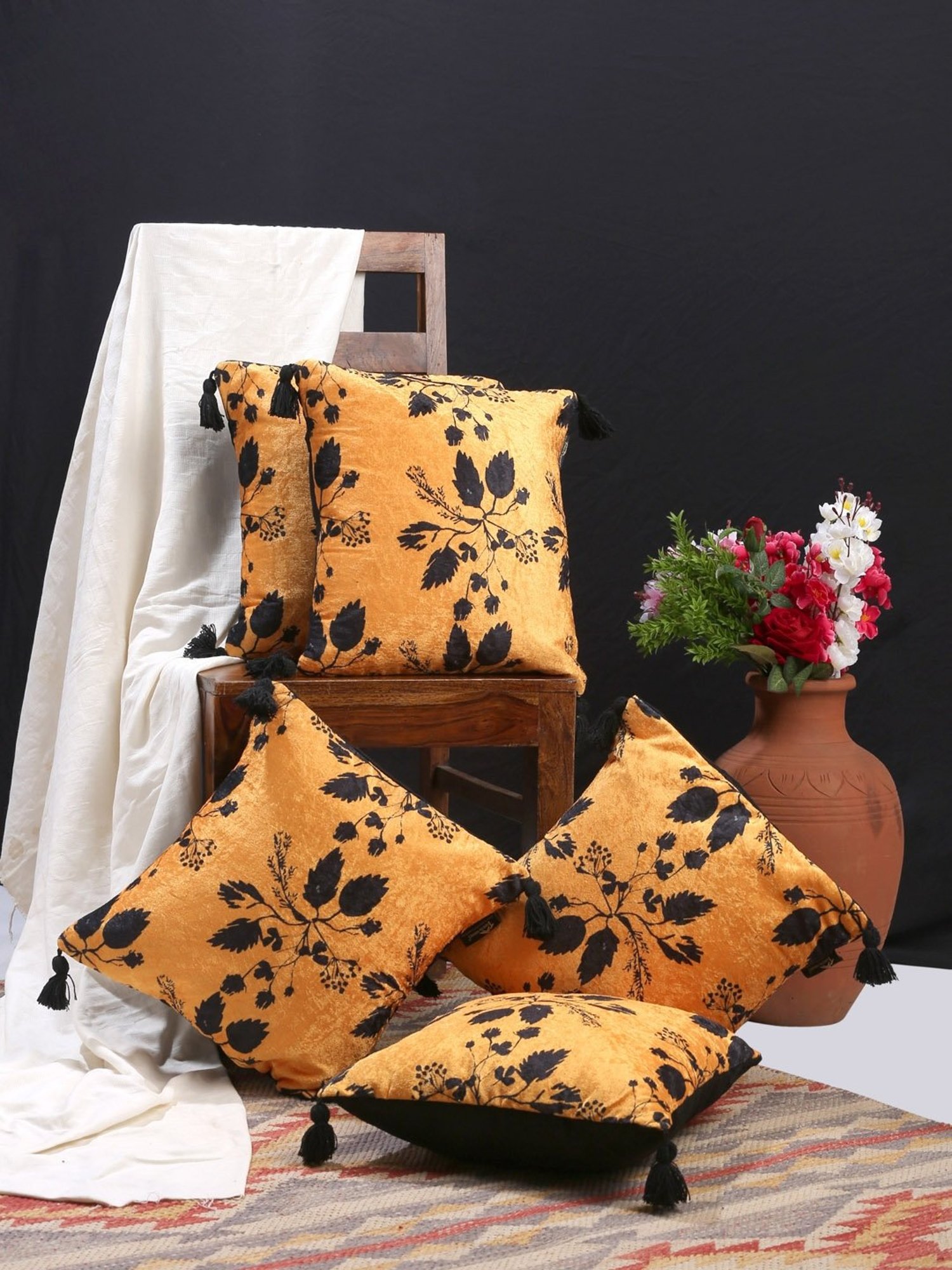 HOSTA HOMES Ultrasonic Abstract Brown 280 TC Polyvelvet Pillow Cover