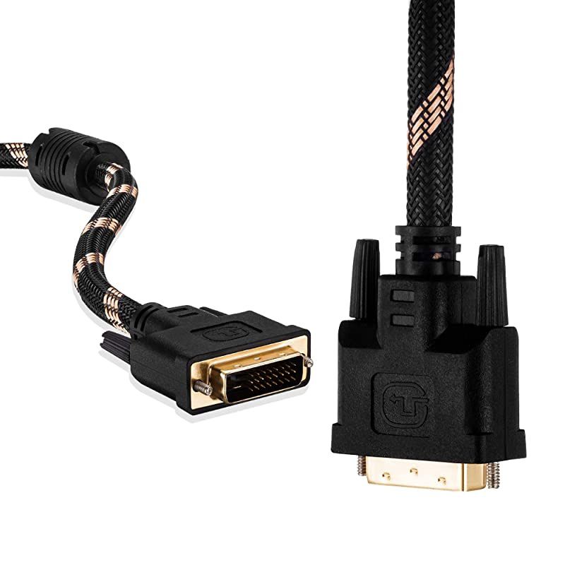 Dual Link Cable 1M,Nylon Braided -D 24+1 Dual Link Male to Male Digital Video Cable Gold Plated with Ferrite Core Support 2560x1600 for Gaming, DVD, Laptop, HDTV and Projector (3 Ft/1M)