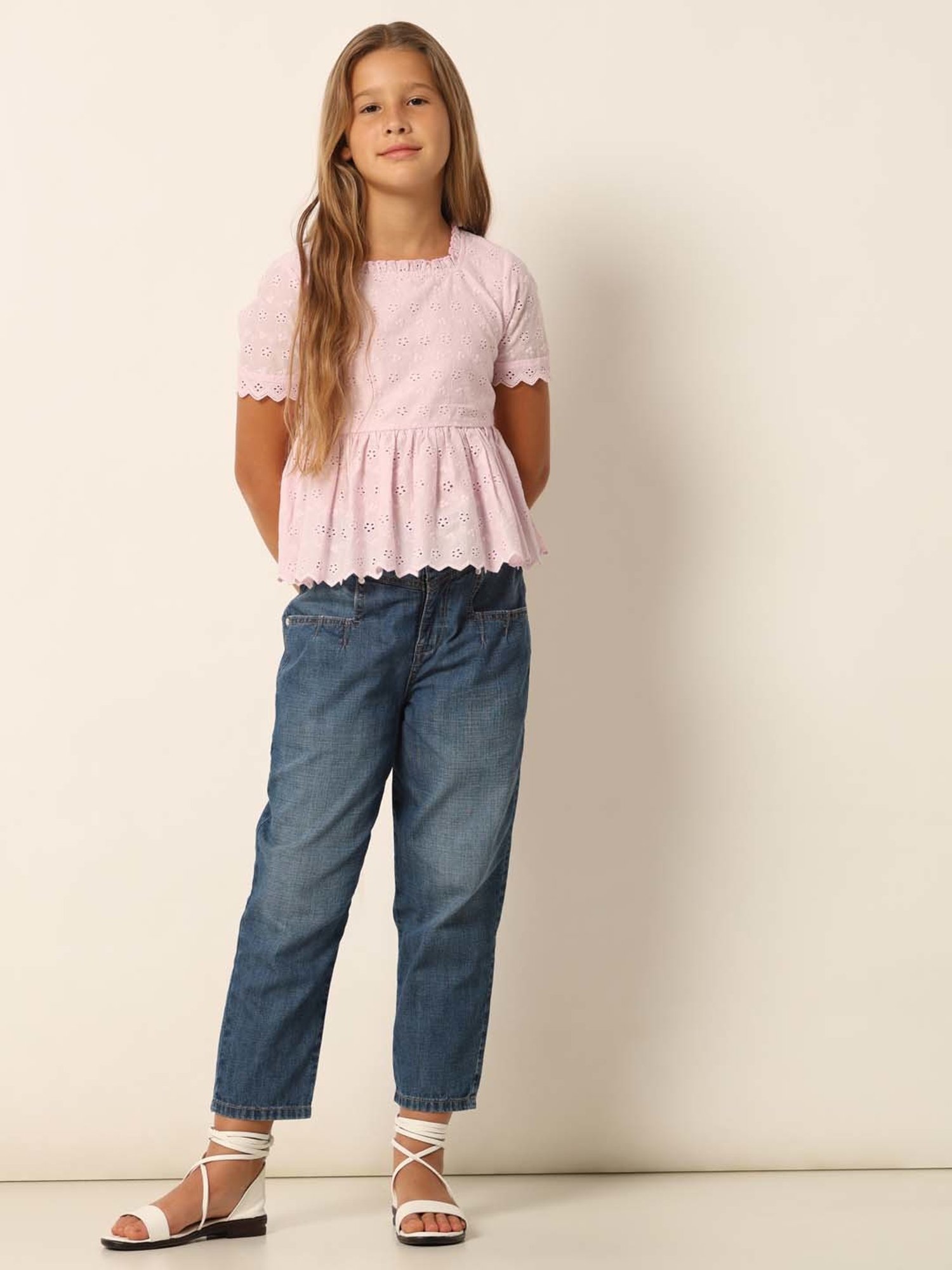 VERO MODA GIRL Pink Cotton Regular Fit Top