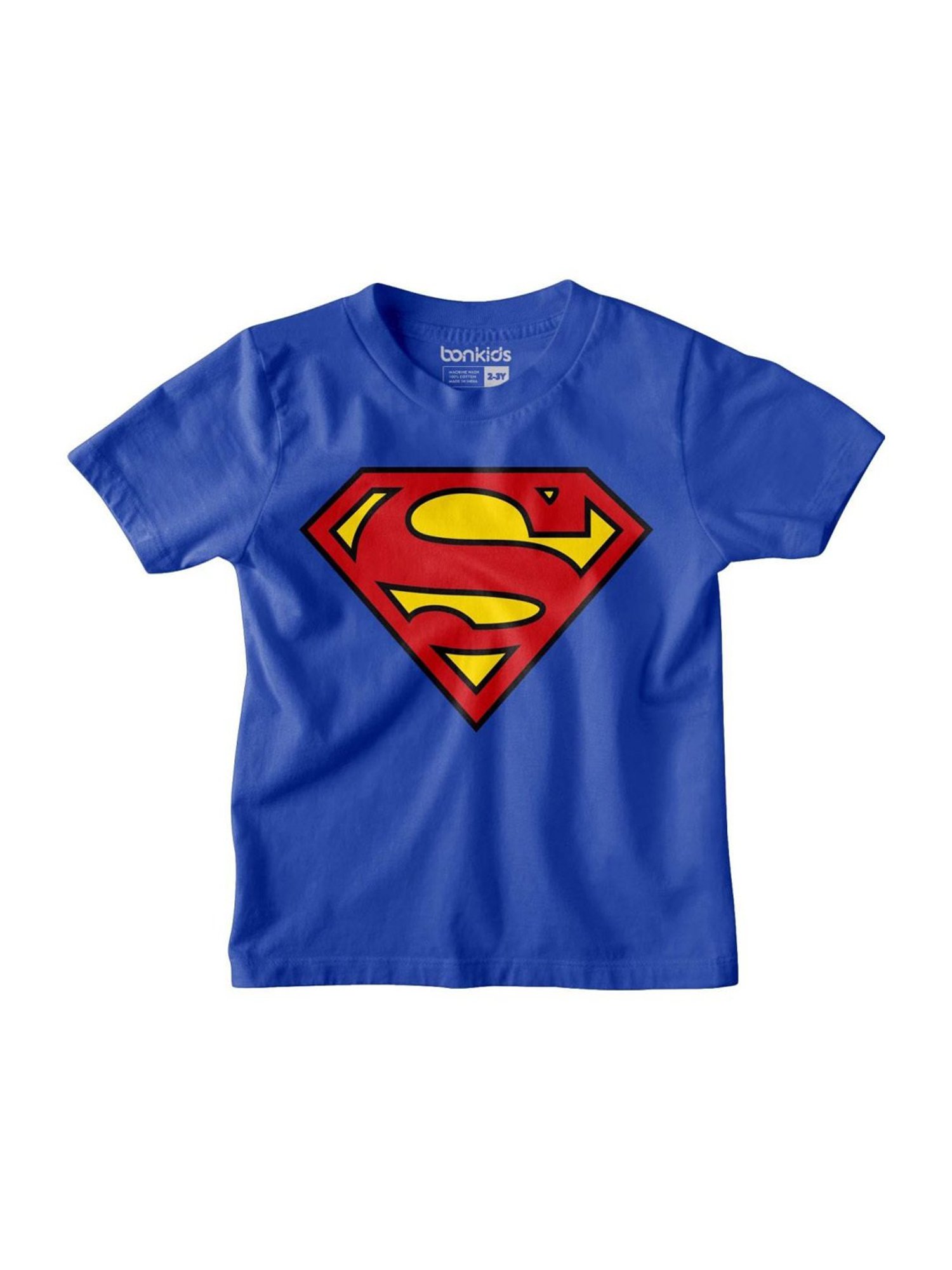 Bonkids Kids Blue & Red Cotton Printed Superman T-Shirt