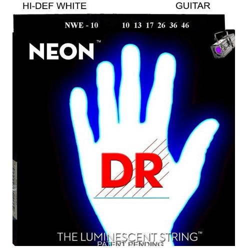 DR Strings - NEON - HI-DEF-WHITE- Electric Guitar Strings - MED - NWE-10 - 10-46