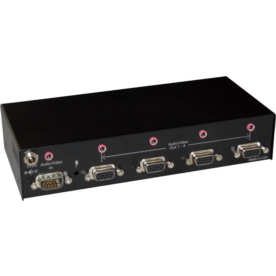 Smart AVI - AVS4PS - SmartAVI WUXGA/Audio Splitter 4-Port - 1900 x 1200 - 400 MHzMaximum Video Bandwidth - 100 ft